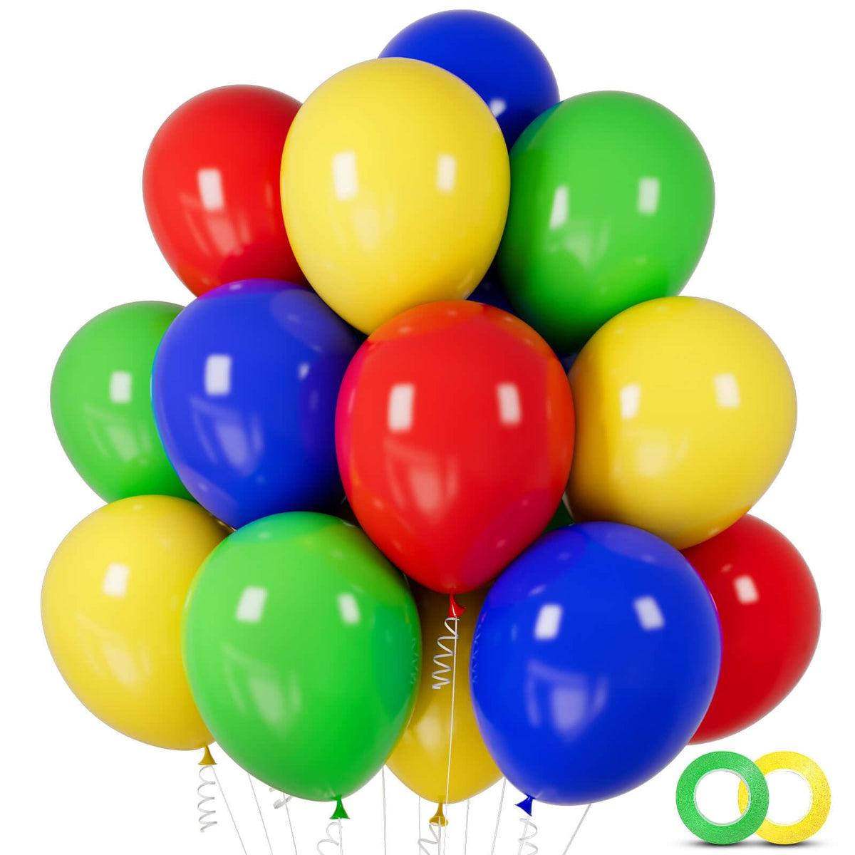 ASIYUHY red blue green yellow 12 inch matte balloons for vibrant party décor.