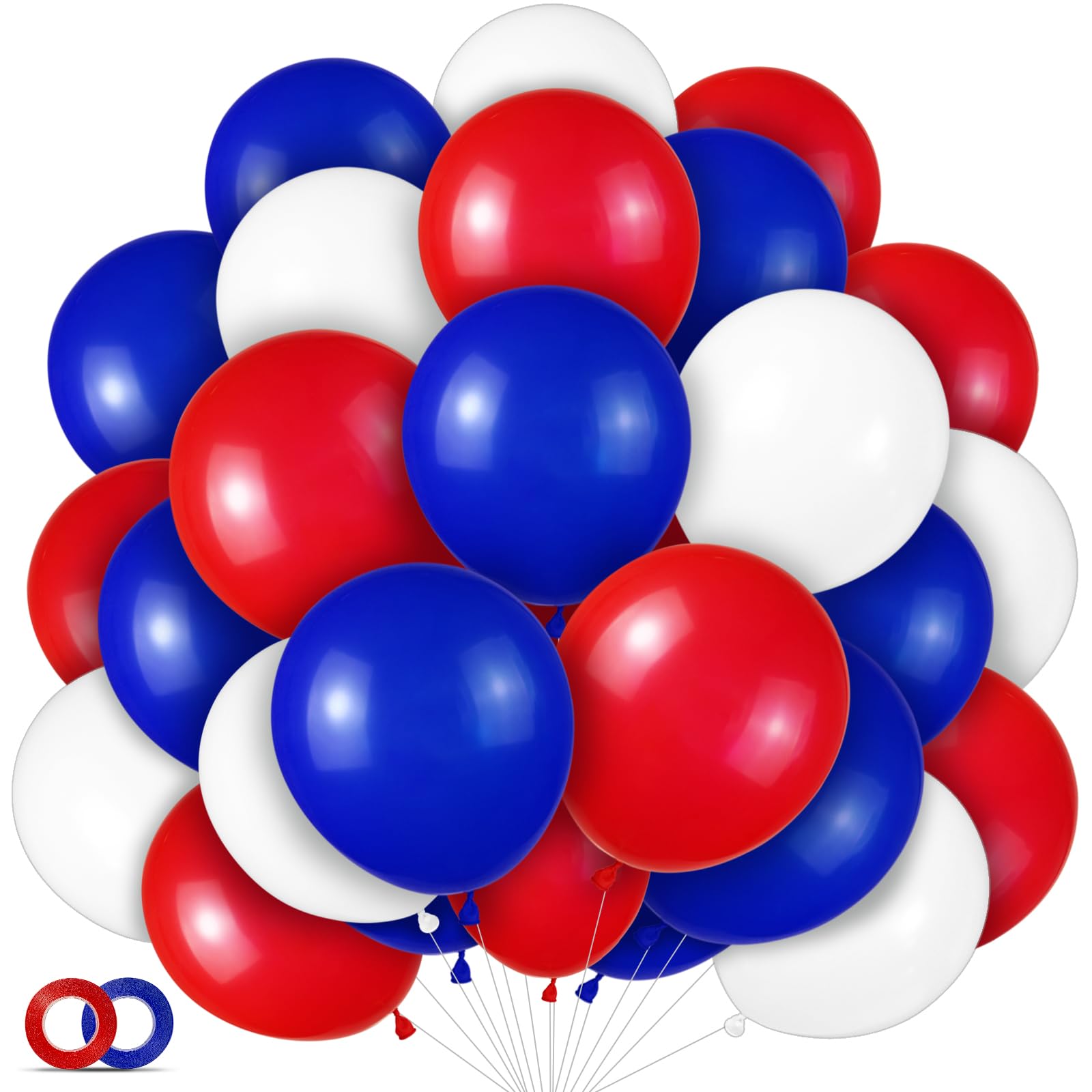 ASIYUHY red white blue balloons 100 pack ready for festive decor.