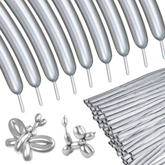 ASIYUHY silver 260 long balloons pack for festive decorating and DIY fun.