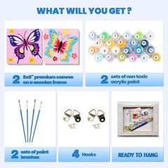 AskKQTX wooden-framed canvas with butterfly design for easy wall display.