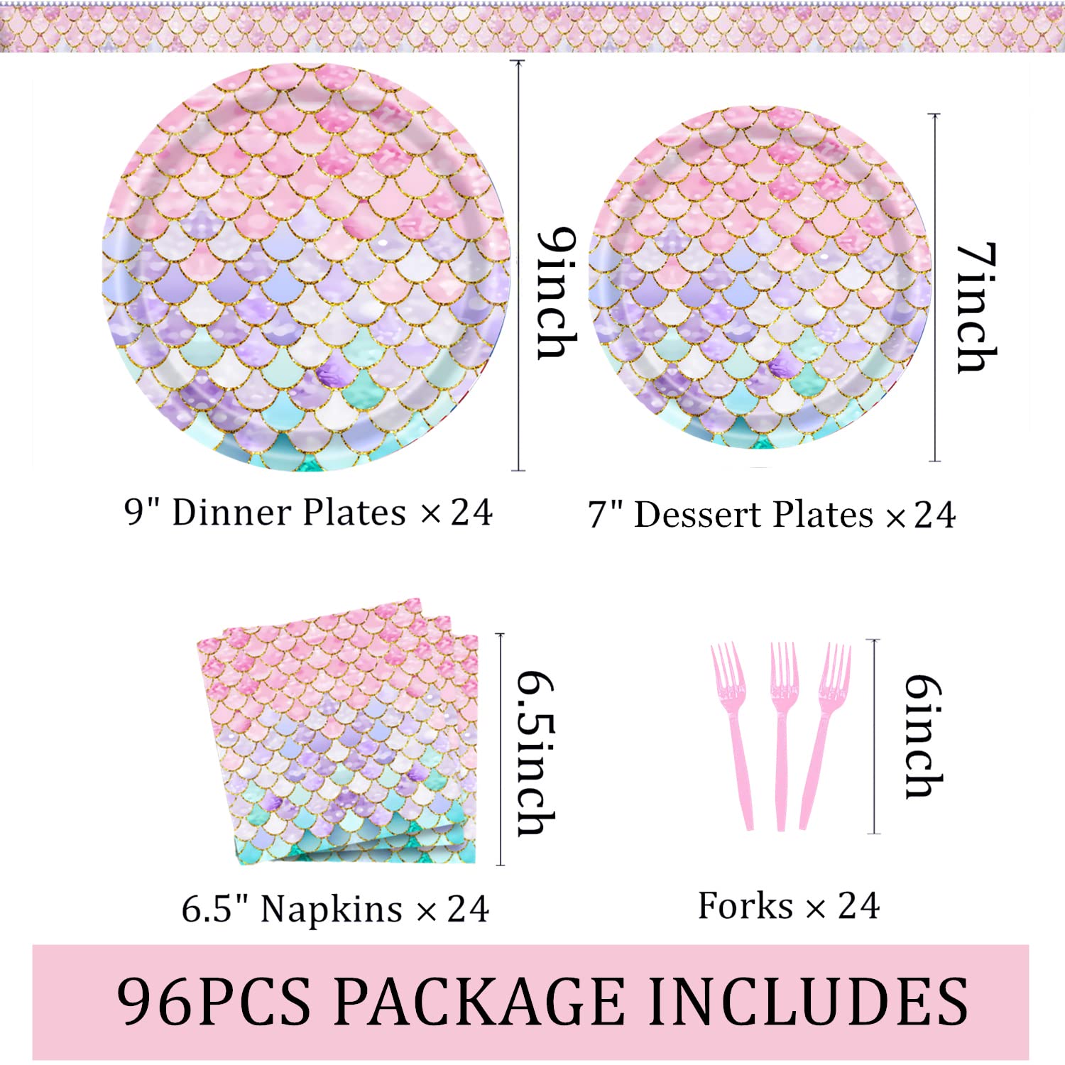 Askljeby mermaid dessert plates 7-inch ideal for tasty treats and dessert display.