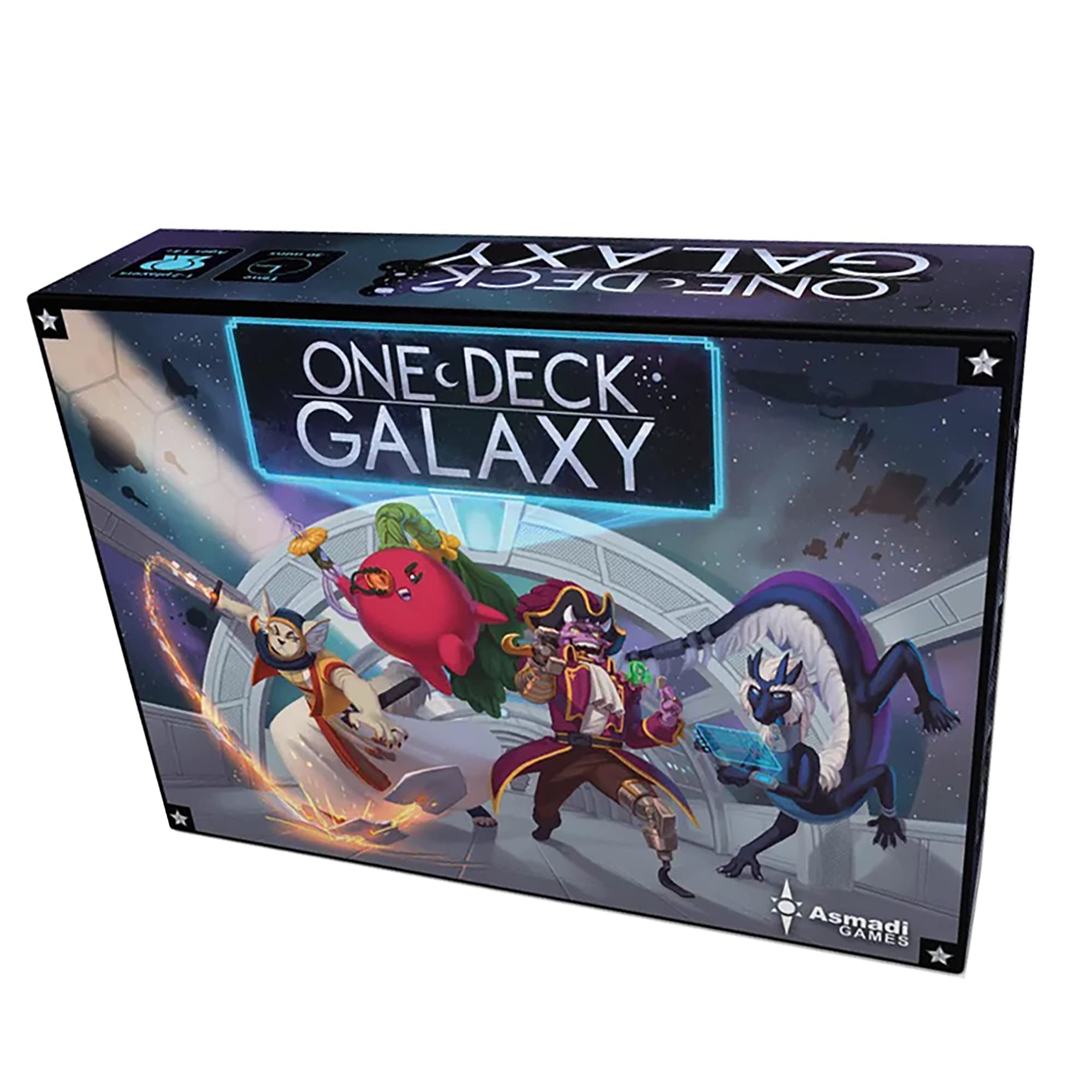 Asmadi Games One Deck Galaxy boxed art showing a star map for immersive play
