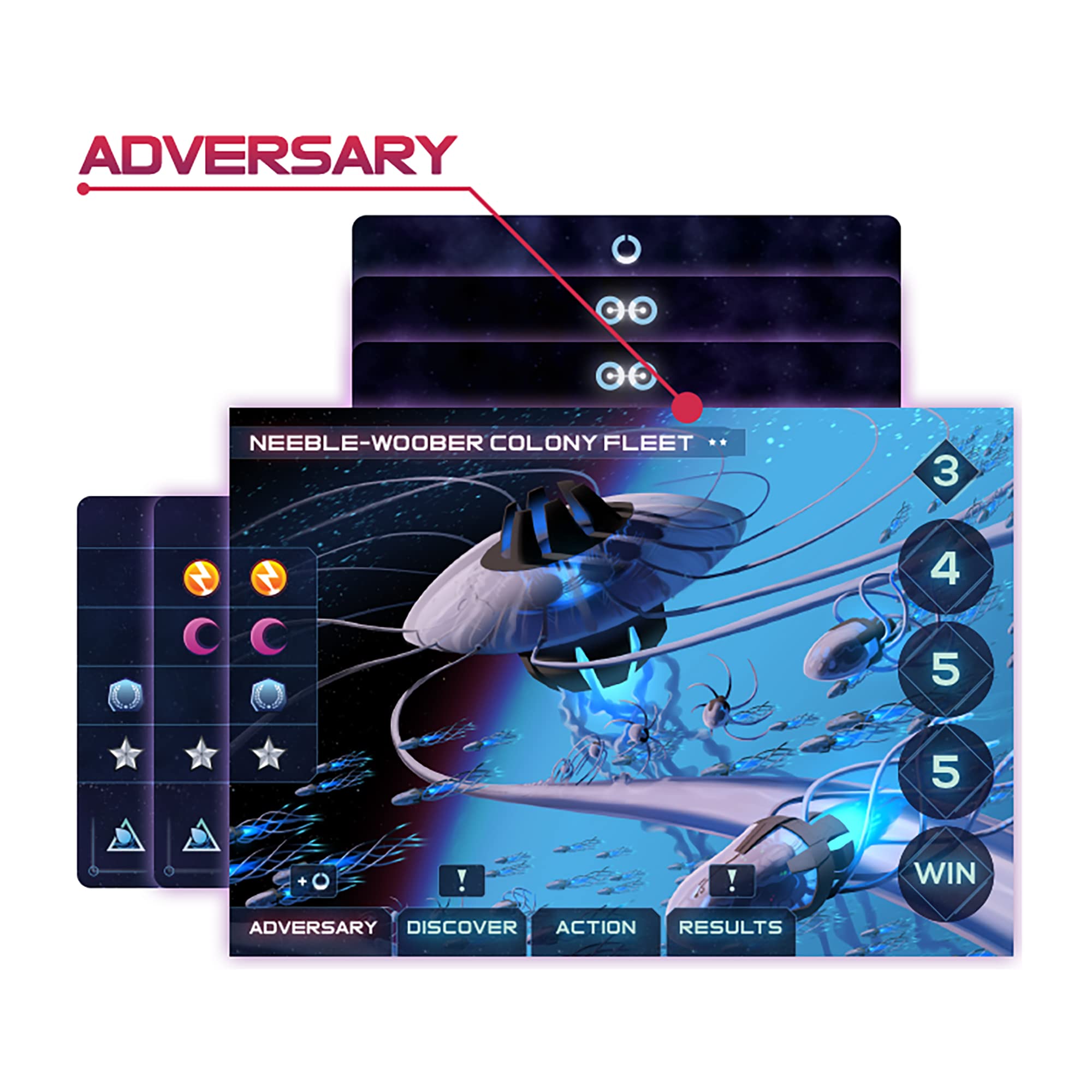 Asmadi Games One Deck Galaxy cooperative setup illustrating 1-2 players