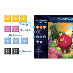 Asmadi Games One Deck Galaxy dice and tokens in play for dice manipulation