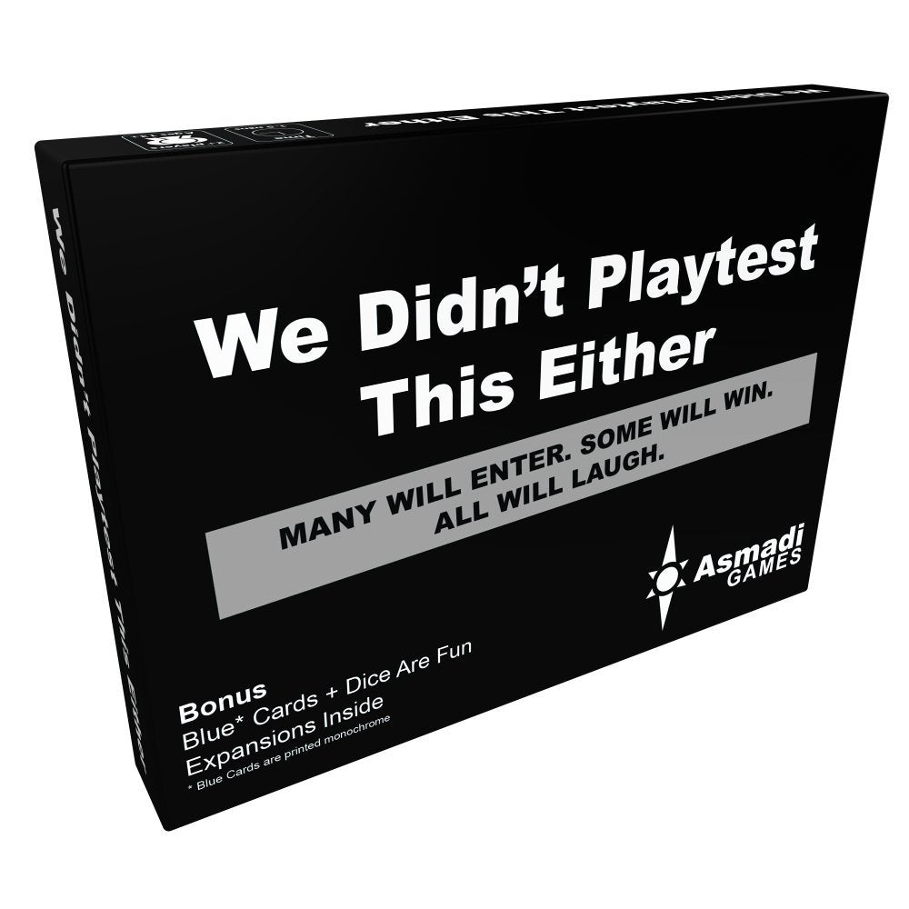 Asmadi Games We Didn't Playtest This Either card game box for easy party play.
