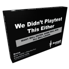 Asmadi Games We Didn't Playtest This Either card game box for easy party play.