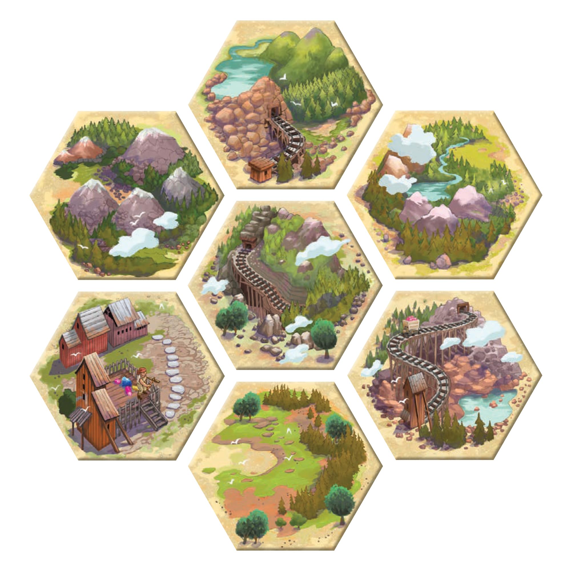 Asmodee Century Golem Edition: Eastern Mountains gameboard shows detailed terrain for immersive exploration.
