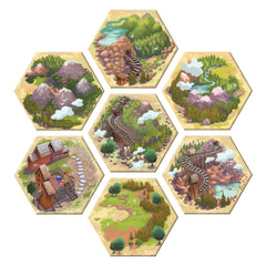 Asmodee Century Golem Edition: Eastern Mountains gameboard shows detailed terrain for immersive exploration.