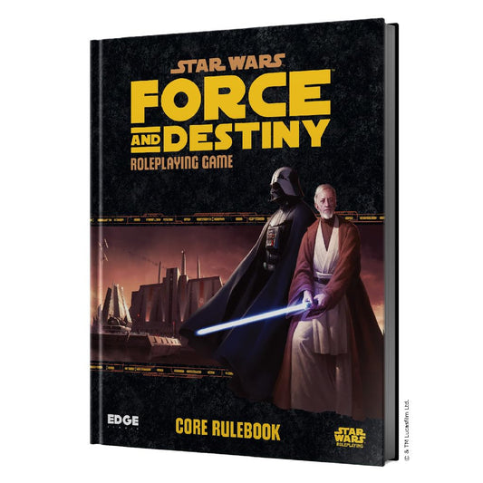 Asmodee Edge Studio Force and Destiny Core Rulebook cover, essential for Star Wars RPG campaigns.