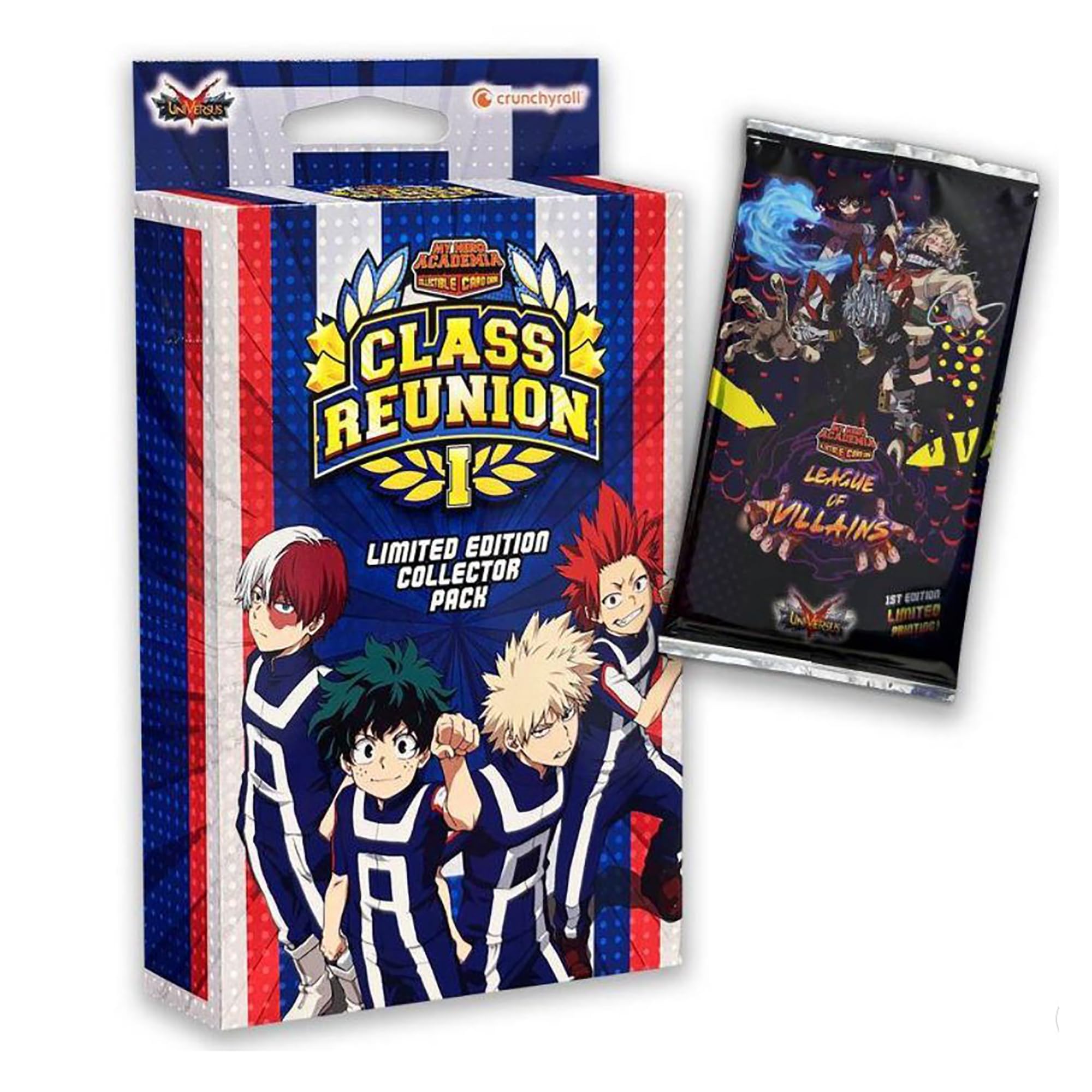 Asmodee MHA Class Reunion booster pack opening reveals League of Villains packs for strategic play.