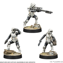 Asmodee Star Wars Legion Scout Troopers include unit cards and upgrades for easy gameplay.