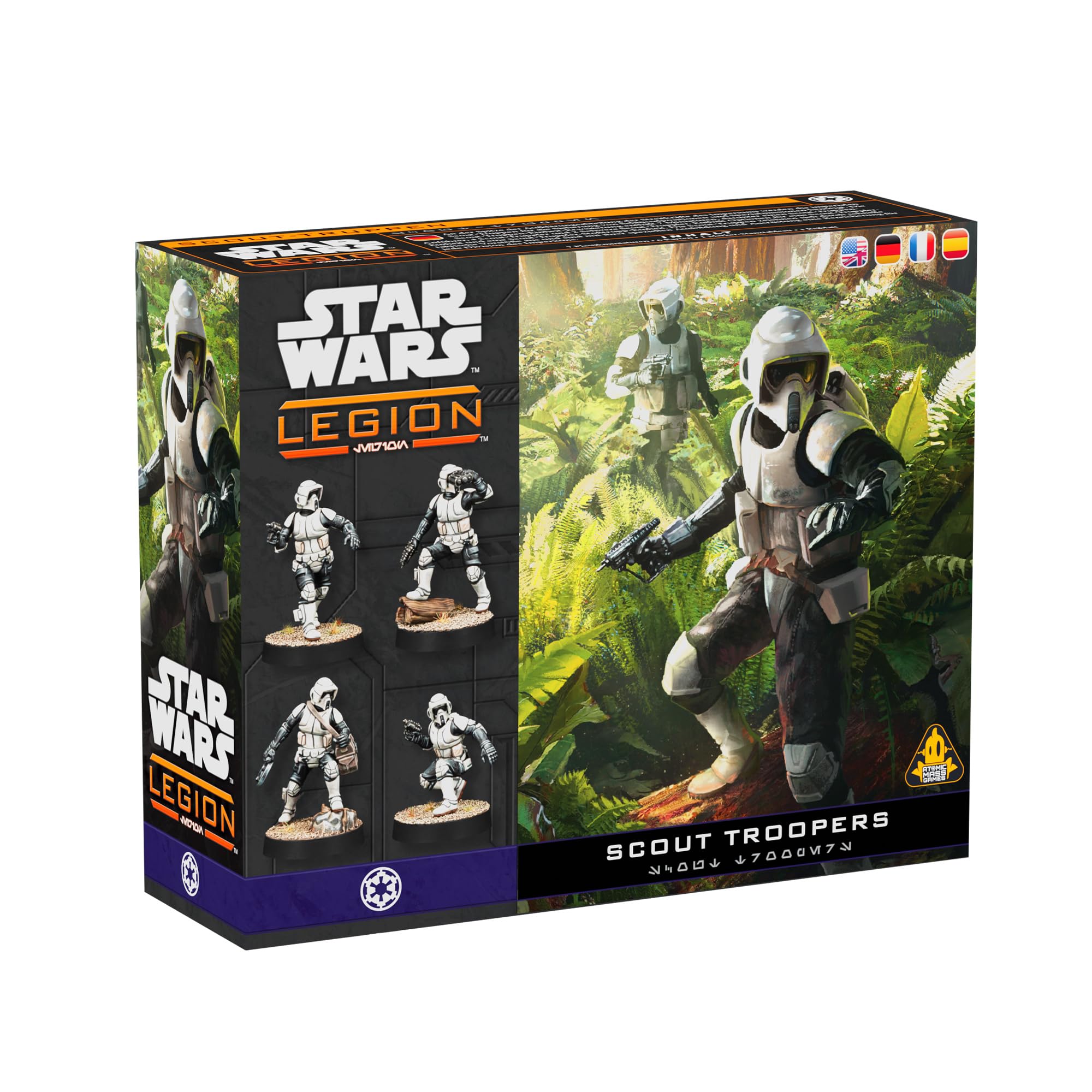 Asmodee Star Wars Legion Scout Troopers miniatures for recon missions and flexible army building.