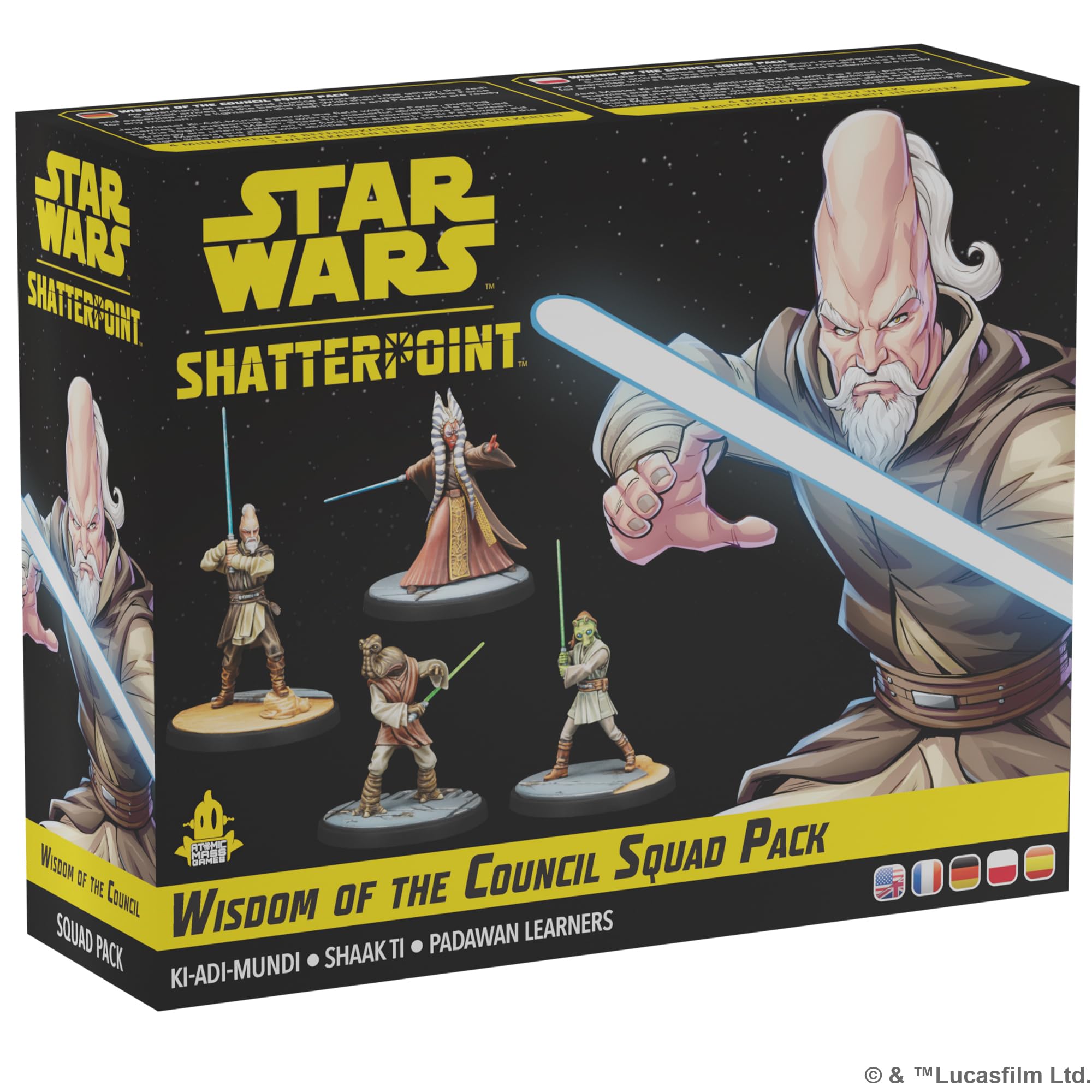 Asmodee Star Wars Shatterpoint Ki-Adi-Mundi miniature delivering targeted battlefield support