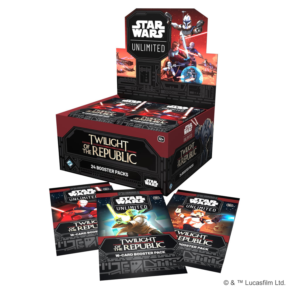 Asmodee Star Wars Unlimited Twilight packs closeup, highlights vibrant cards and foil surprises