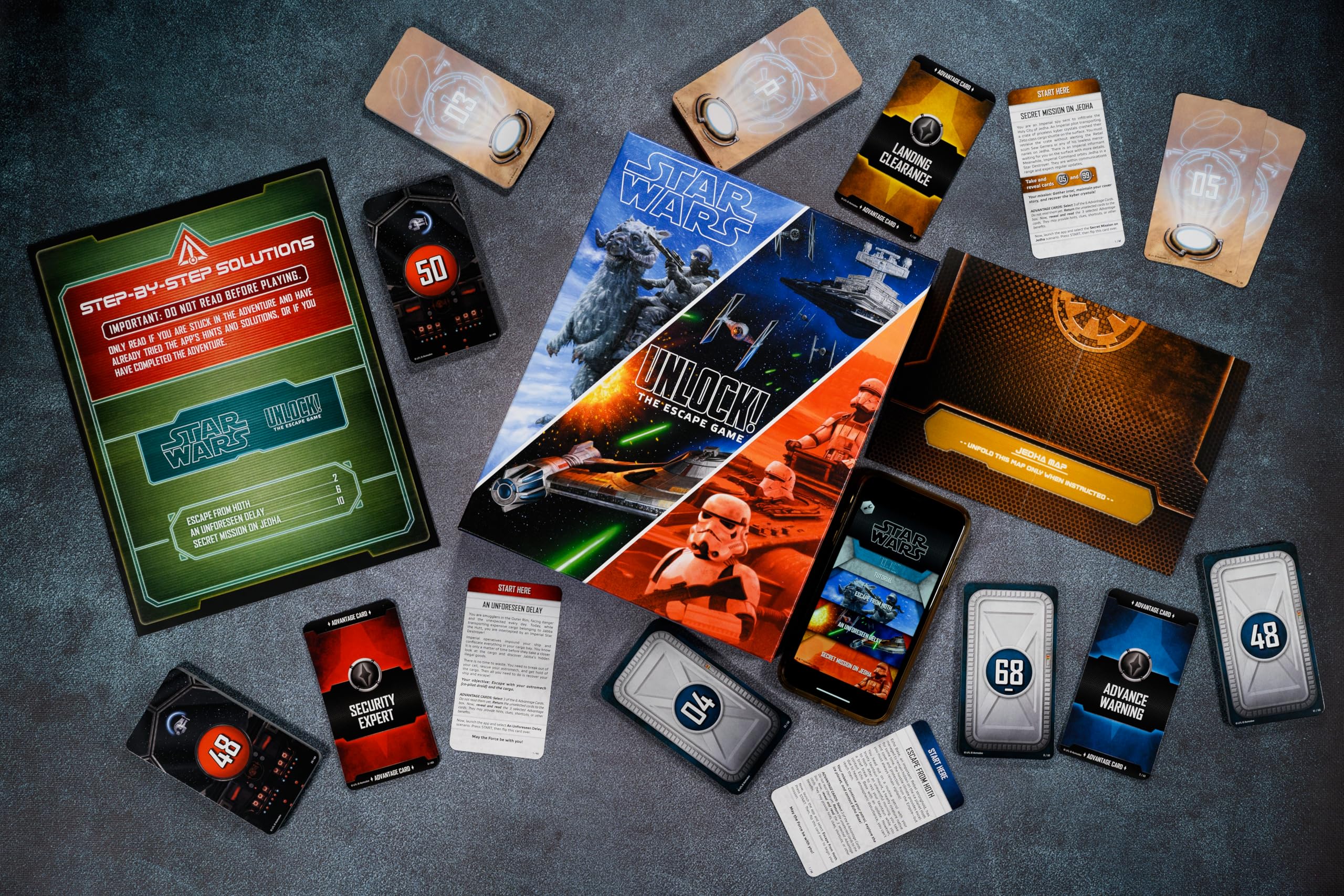 Asmodee Star Wars Unlock Imperial spy image hints at stealth challenges.