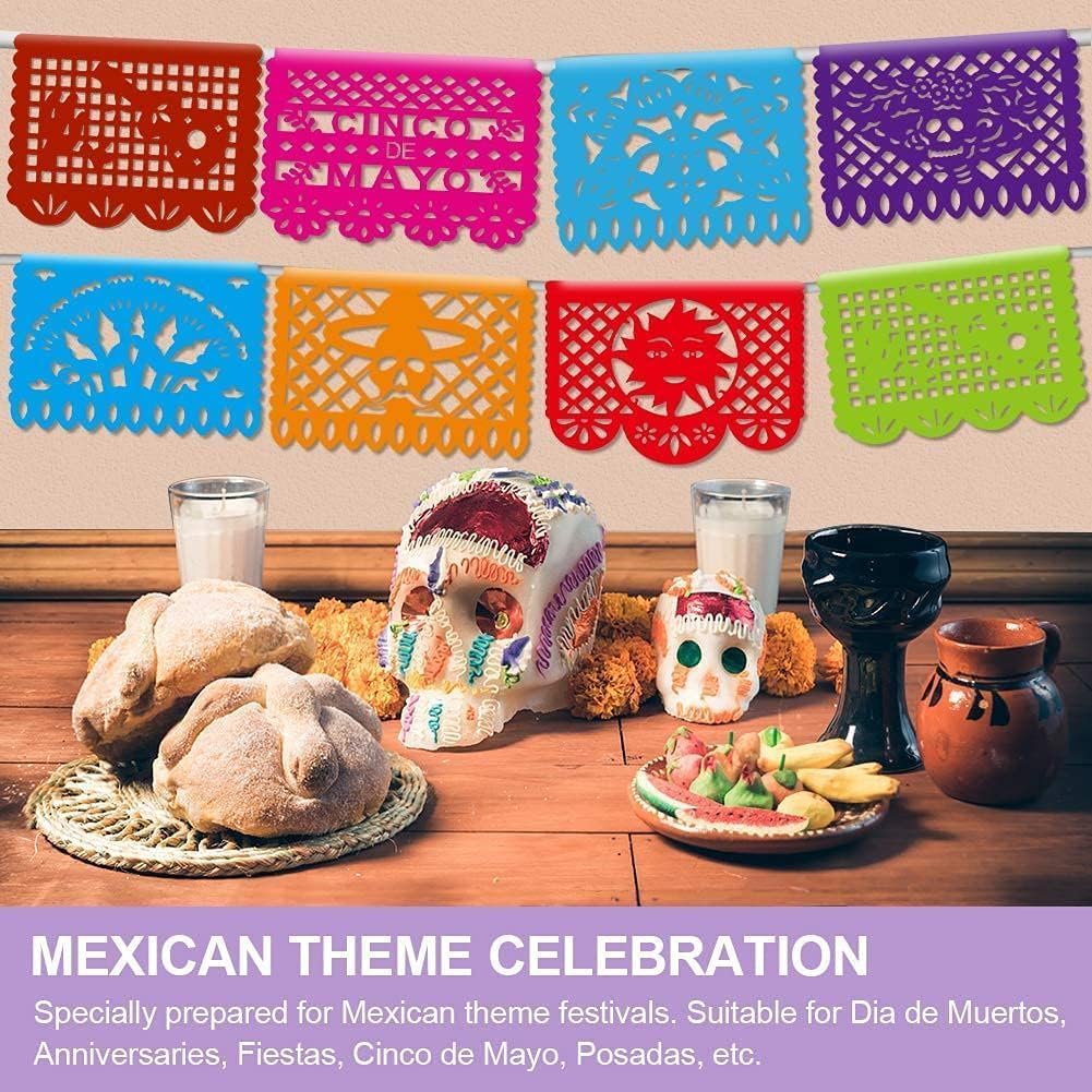 Asoulin papel picado banner with fruits for playful celebrations.