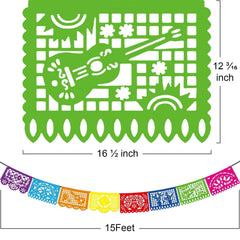 Asoulin papel picado banner with guitar motifs for festive ambiance.