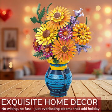 Asoulin sunflower artificial flowers assembly demonstrating adjustable stems and creative layouts.