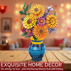 Asoulin sunflower artificial flowers assembly demonstrating adjustable stems and creative layouts.