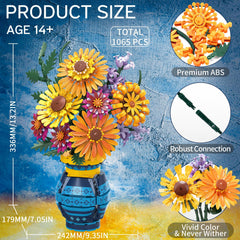 Asoulin sunflower bouquet parts and instructions for hands-on creative assembly.