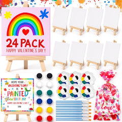 Asoulin Valentines 24 canvases provide vibrant color for kids' classroom art.