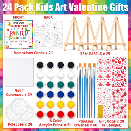 Asoulin 24 wooden easels offer sturdy support for group painting.
