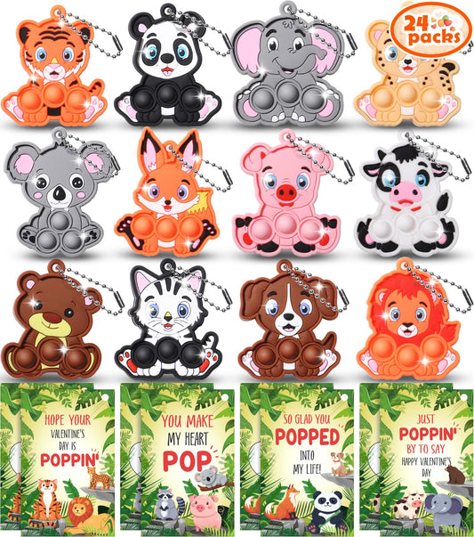 Asoulin woodland fox pop fidget keychain for portable focus and play