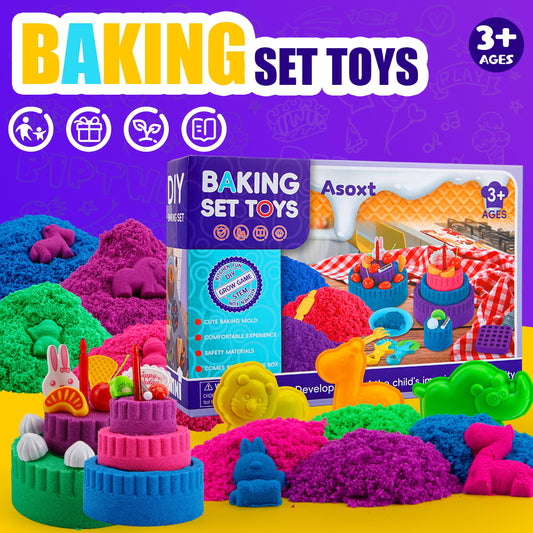 Asoxt sandbox play area set for tactile storytelling and collaborative fun.