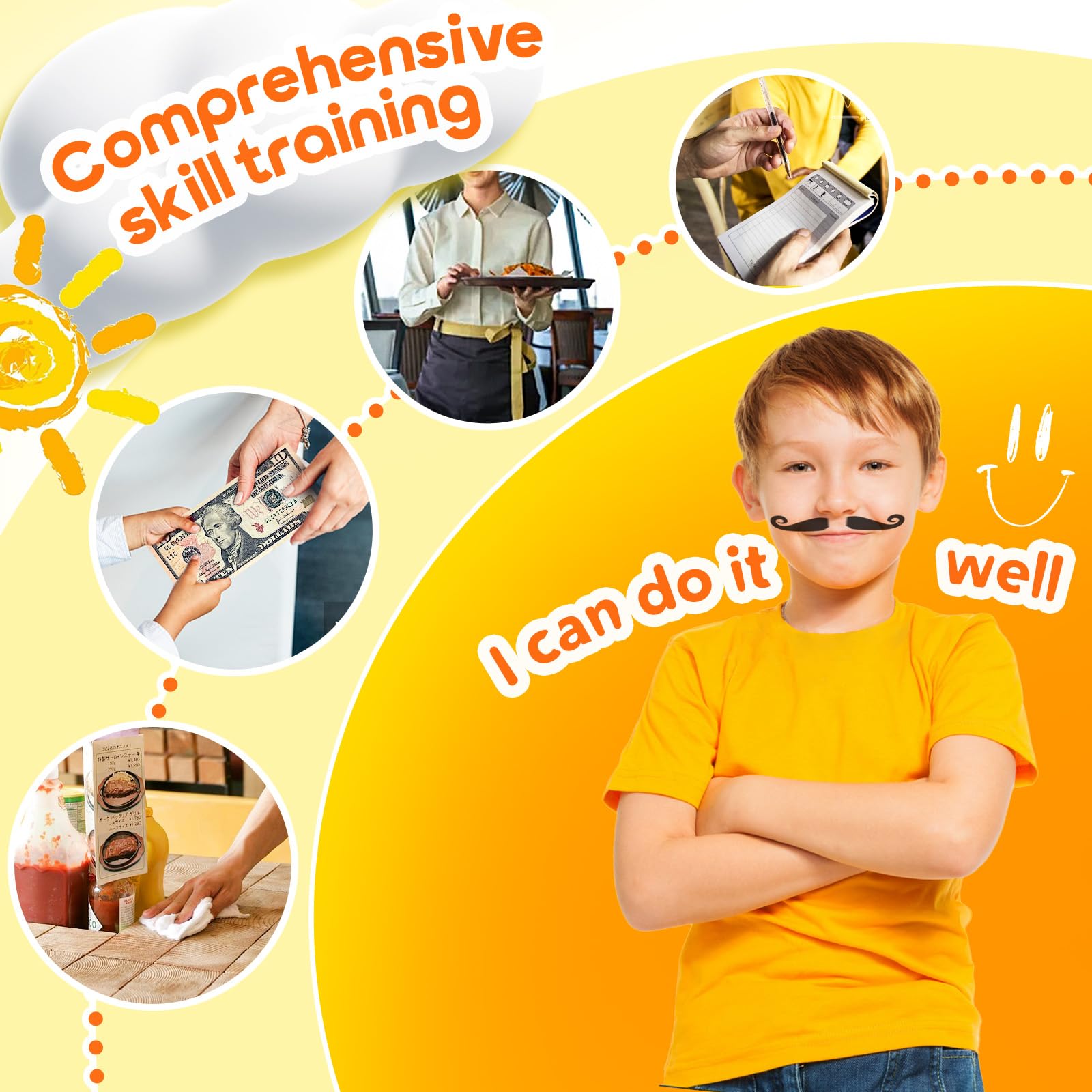 Assorty dress-up costume fosters cooperation and sharing during group play.