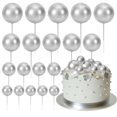 ASTARON silver ball cake toppers for elegant wedding or birthday cake decoration.
