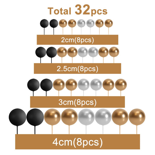 ASTARON 2.5cm gold ball cake topper adds layered sparkle