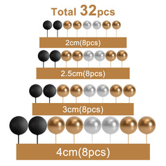 ASTARON 2.5cm gold ball cake topper adds layered sparkle