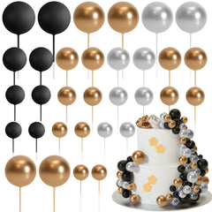 ASTARON 2cm gold ball cake topper for elegant dessert decoration