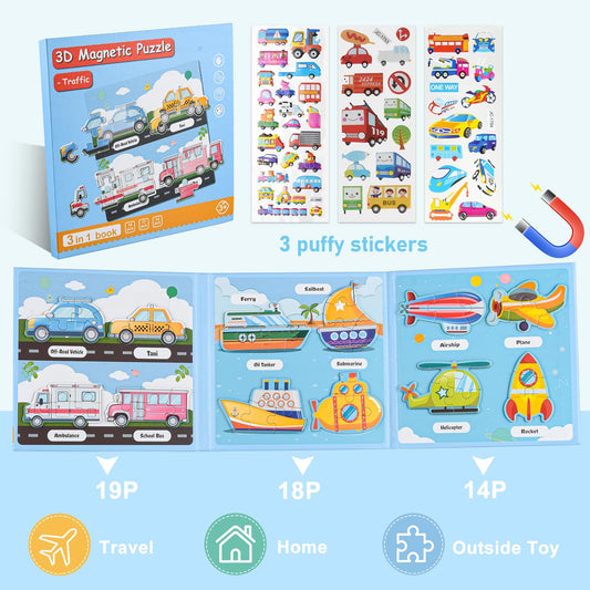 ASTARON 3D Magnetic Puzzle sticker sheets promote fine motor skills during play