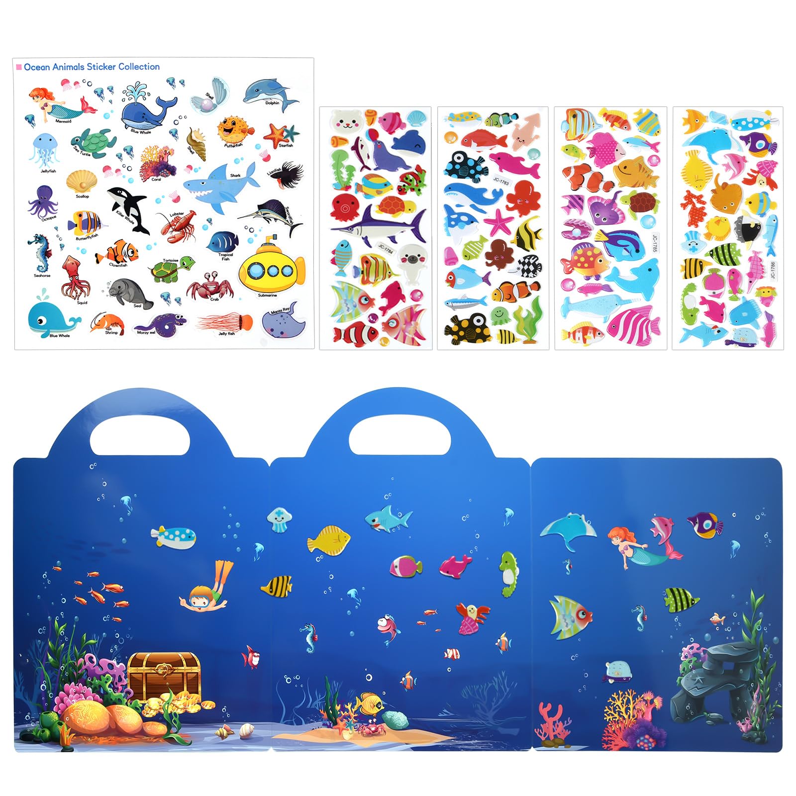 ASTARON 3D ocean animals stickers close-up showing texture