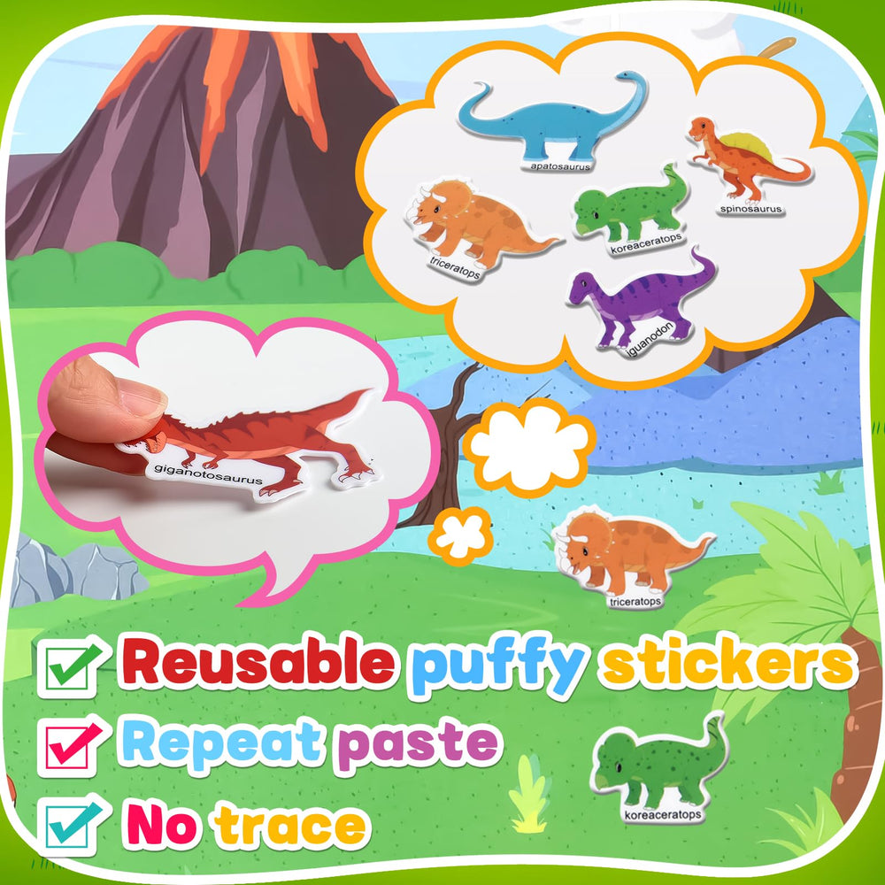 ASTARON 3D Puffy Sticker Book Car – colorful car stickers boost hand-eye coordination.