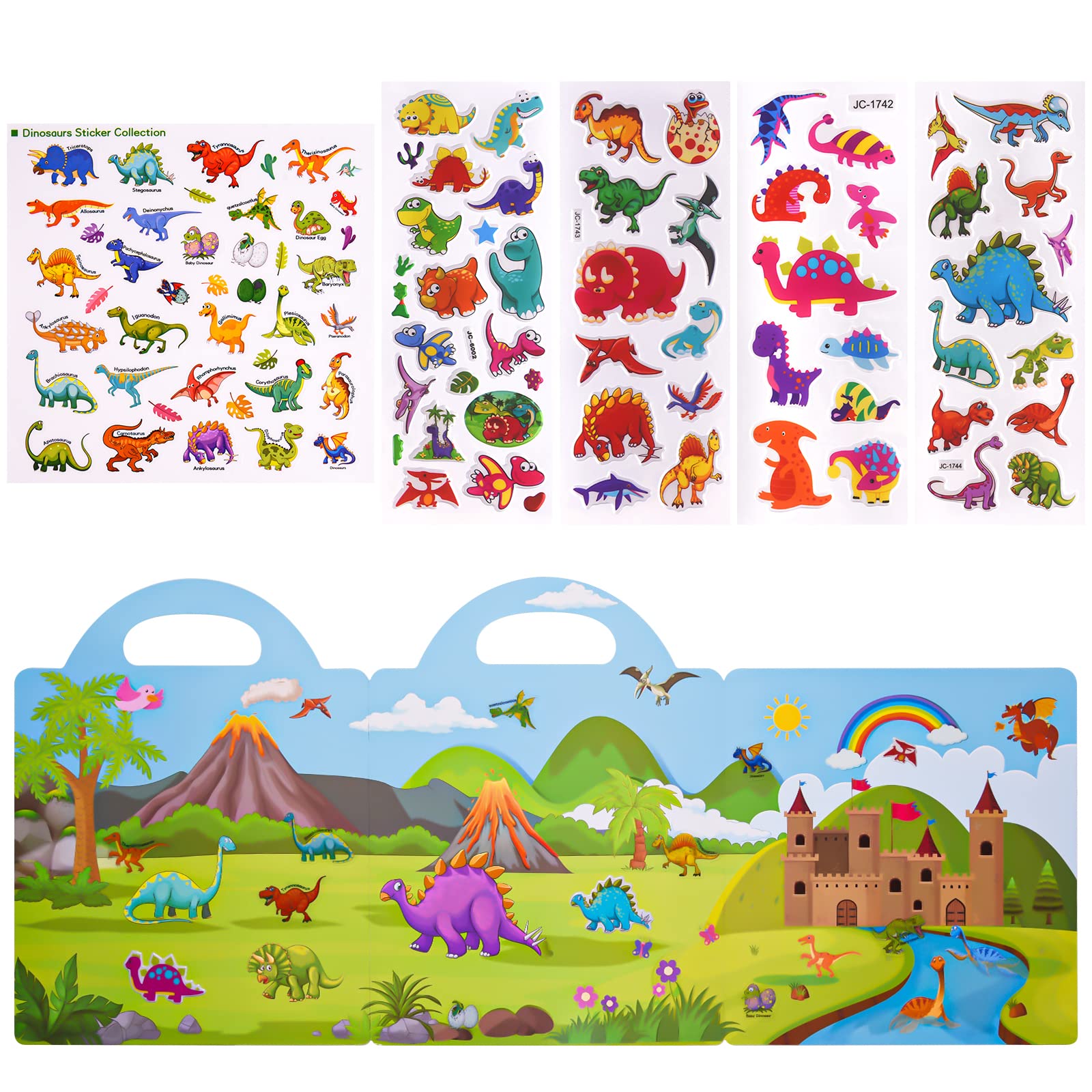 ASTARON 88-dinosaur sticker pack ready for classroom or car activities