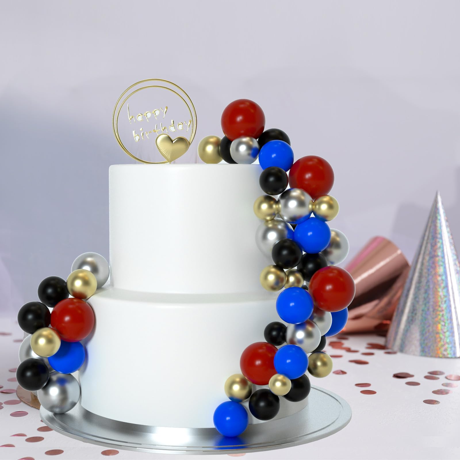 Astaron 4cm white topper creates an elegant cake focal point.