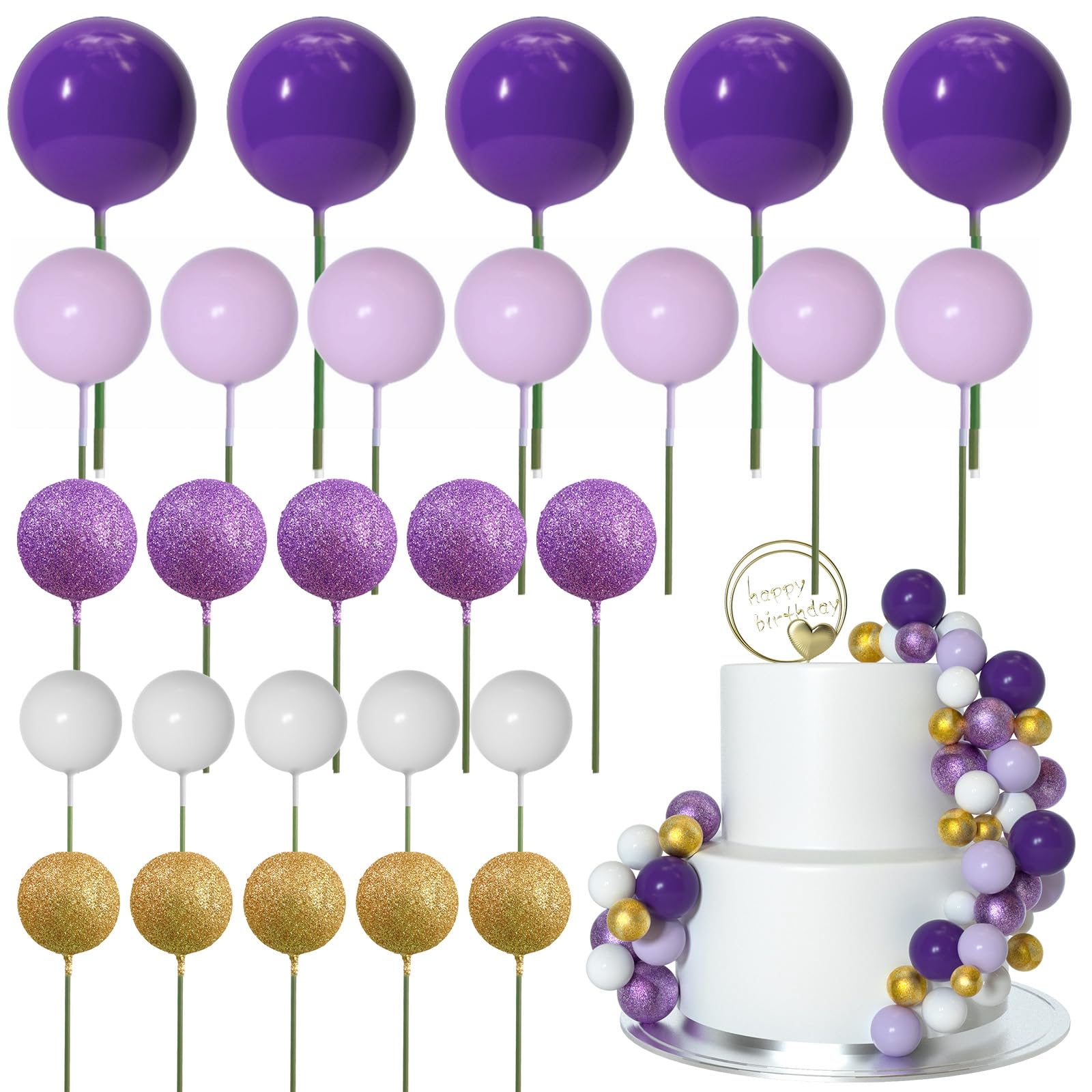 ASTARON dark purple ball cake topper 2 cm for elegant cake decoration