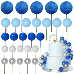 ASTARON glitter blue ball cake topper 2cm for festive cake decoration