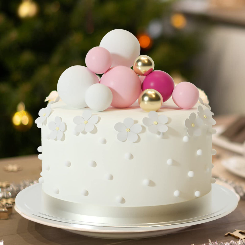 ASTARON hot-pink ball cake topper 3cm bright dessert focal point