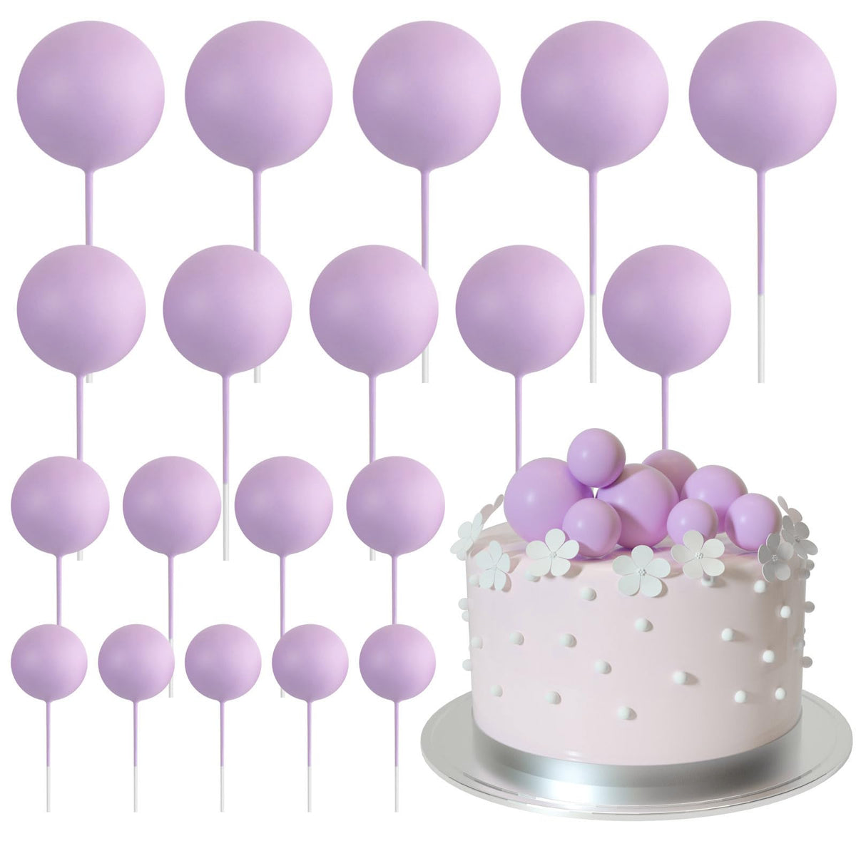 ASTARON ball cake topper light purple ball close-up for elegant wedding cake decorating.