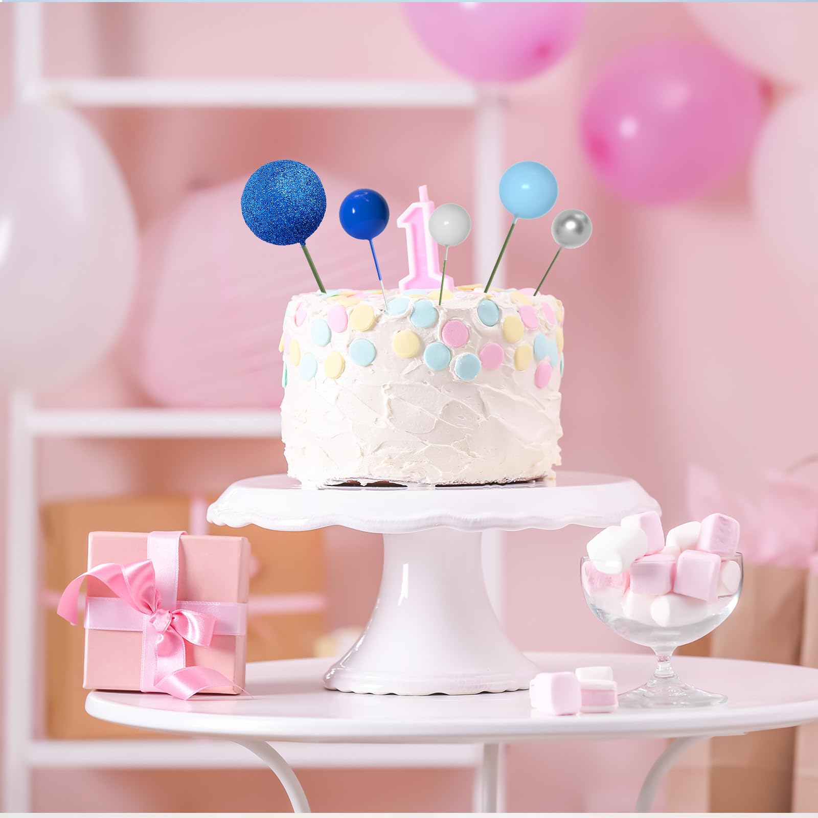 ASTARON multicolor ball toppers set for festive cake creativity