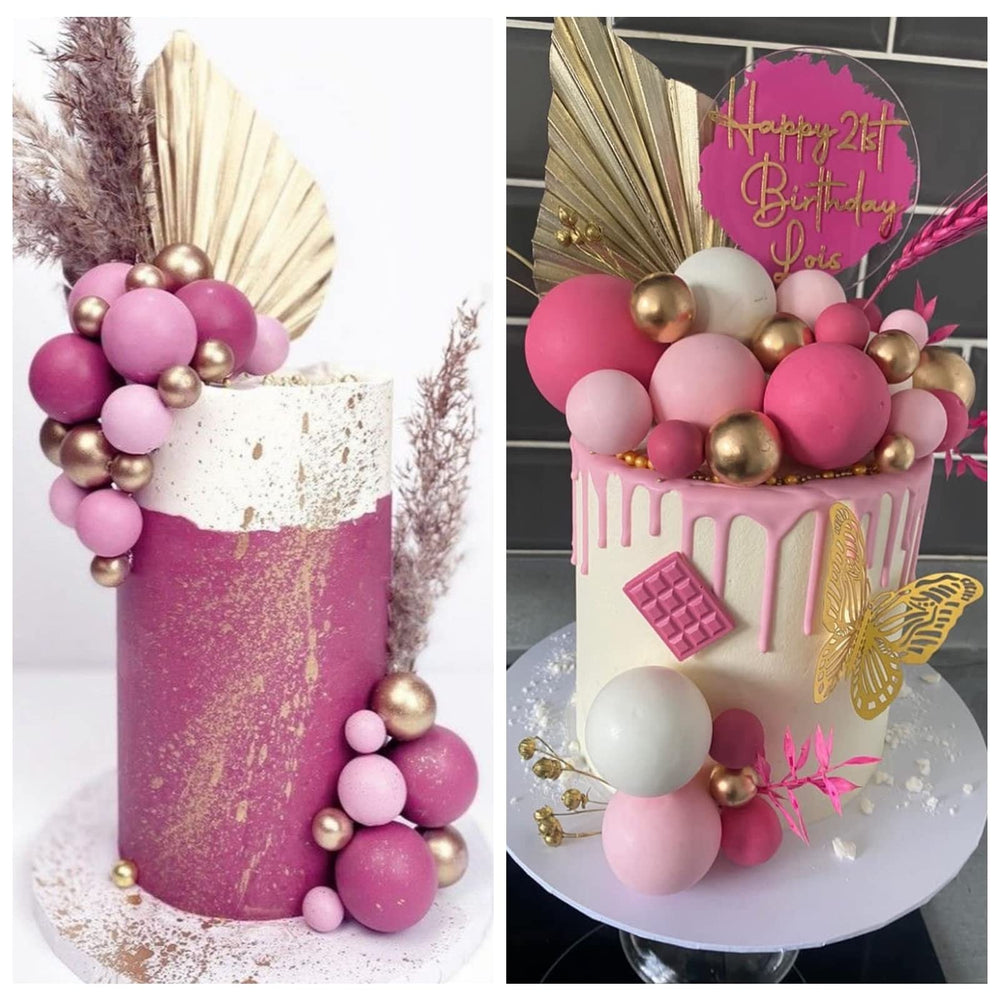 ASTARON pink ball cake topper 2-5cm enhances cupcakes with color