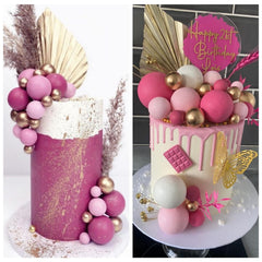 ASTARON pink ball cake topper 2-5cm enhances cupcakes with color