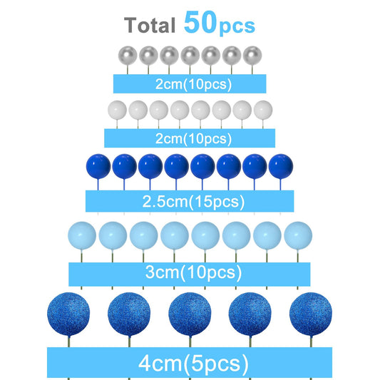 ASTARON royal blue ball cake topper 2.5cm enhances layered cake design