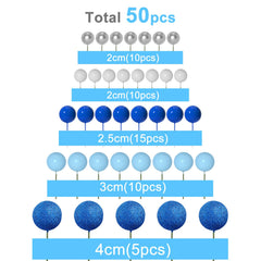 ASTARON royal blue ball cake topper 2.5cm enhances layered cake design