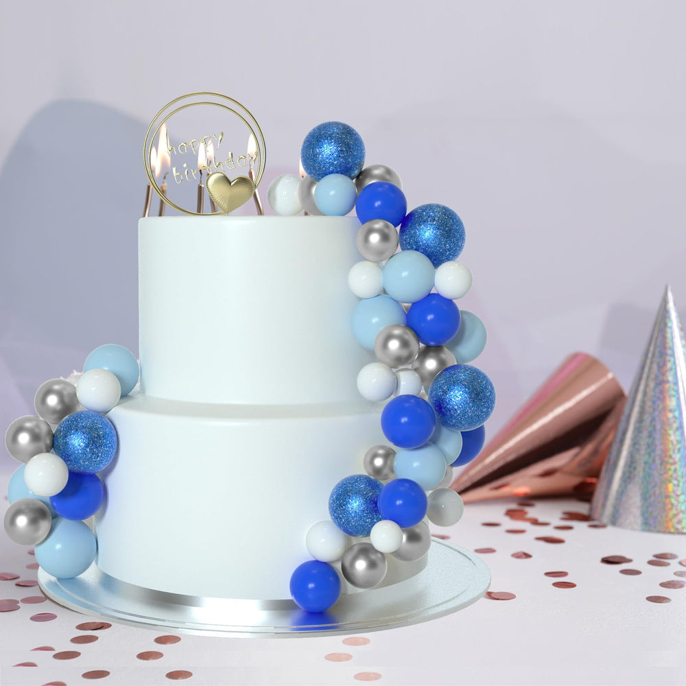 ASTARON silver ball cake topper 4cm adds shimmer to desserts