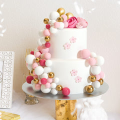 ASTARON white ball cake topper 3cm for clean modern cake accents