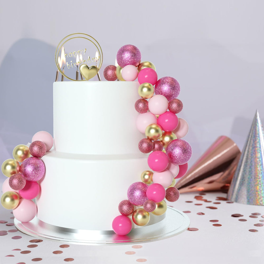ASTARON gold ball cake topper adds elegant shimmer.